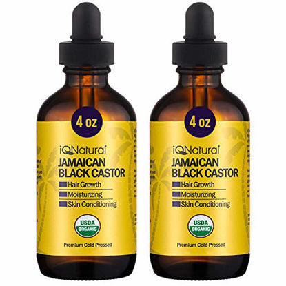 Picture of Jamaican Black Castor Oil USDA Certified Organic for Hair Growth and Skin Conditioning [2 PACK REGULAR]- 100% Cold-Pressed 4oz Bottles