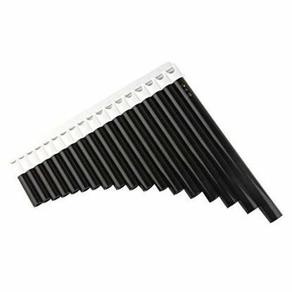 Picture of Wind Melody 18 Pipes Eco-friendly Resin C tone Pan Flute for Beginner, Easy Learning (White and Dark Brown)