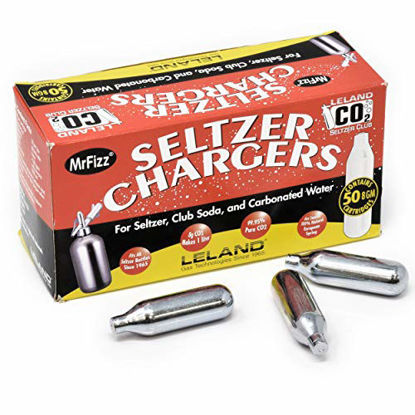 Picture of 100 Leland (LE10 CO2) CO2 Soda Chargers - 8 Gram C02 Seltzer Water Cartridges For Use With Hamilton Beach Fizzini, and all 1Liter / Quart Soda Siphons