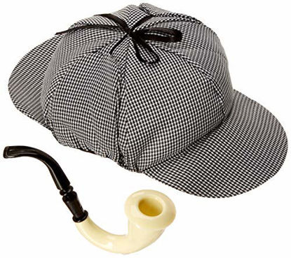 Picture of Loftus International Star Power Sherlock Hat & Pipe 2pc Accessory Kit Grey One Size Novelty Item