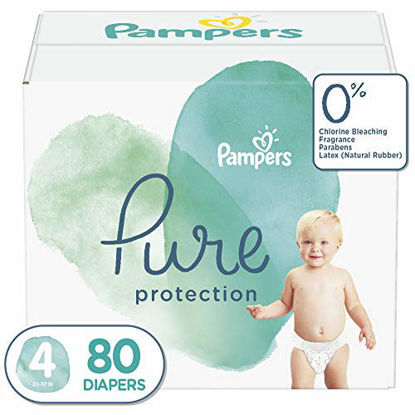 Picture of Diapers Size 4, 80 Count - Pampers Pure Protection Disposable Baby Diapers, Hypoallergenic and Unscented Protection, Giant Pack (Old Version)