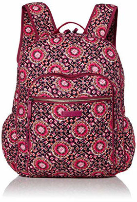 Picture of Vera Bradley Women's Signature Cotton Campus Backpack, Raspberry Medallion, One Size