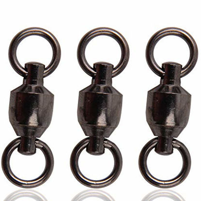 Picture of AGOOL Ball Bearing Swivels - 20pcs High Strength Stainless Steel Ball Bearing Swivel with Two Welded Ring Connectors Tackle Saltwater Standard with Black Nickle Coated