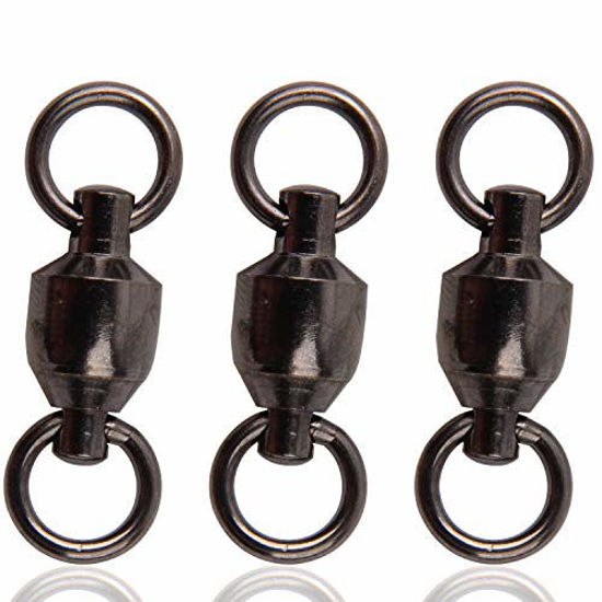 Picture of AGOOL Ball Bearing Swivels - 20pcs High Strength Stainless Steel Ball Bearing Swivel with Two Welded Ring Connectors Tackle Saltwater Standard with Black Nickle Coated