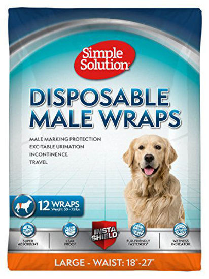 Picture of Simple Solution Disposable Dog Diapers for Male Dogs | Male Wraps with Super Absorbent Leak-Proof Fit | Large | 12 Count