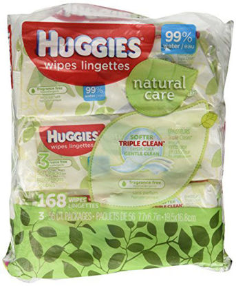 Picture of Huggies Natural Care Fragrance Free Soft Pack Wipes 168ct. Total,56 Count (Pack of 3)