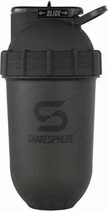 Picture of ShakeSphere Tumbler: Protein Shaker Bottle, 24oz  Capsule Shape Mixing  Easy Clean Up  No Blending Ball or Whisk Needed  BPA Free  Mix & Drink Shakes, Smoothies, More (Matte Black)