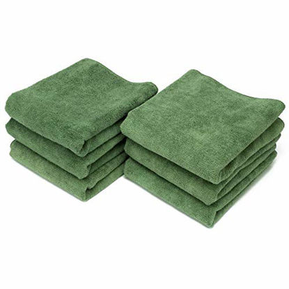 Picture of S&T INC. Microfiber Fitness Exercise Home Gym Towels, 360 GSM, 6 Pack, 16-Inch x 27-Inch, Olive Green