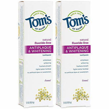 Picture of Tom's of Maine Fluoride-Free Antiplaque & Whitening Natural Toothpaste, Fennel, 5.5 oz. 2-Pack