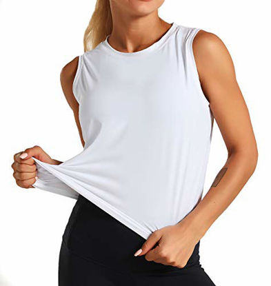 Picture of Dragon Fit Women Sleeveless Yoga Tops Workout Cool T-Shirt Running Short Tank Crop Tops (White, Small)