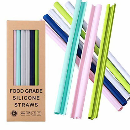 Picture of Reusable Silicone Straws-Premium Food Grade Drinking Straw, BPA Free, Snap Straw-Openable Design, Easy to Clean, Hot and Cold Compatible