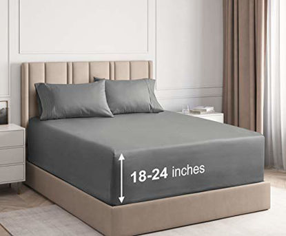 Picture of Extra Deep Pocket Sheets - 4 Piece Sheet Set - Queen Sheets Deep Pocket- Extra Deep Pocket Queen Sheets - Deep Fitted Sheet Set - Extra Deep Pocket Queen Size Sheets - Easily Fits Extra Deep Mattress