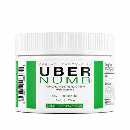 Picture of Uber Numb 5% Lidocaine Topical Numbing Cream, 2 Ounce, Advanced Formula Rapid Absorption Non-Oily