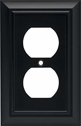Picture of Architectural Single Duplex Outlet Wall Plate / Switch Plate / Cover, Flat Black, Packaging May Vary