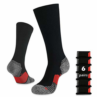 Picture of WANDER 6 Pairs Men's Athletic Run Cushion Over-the-Calf Tube Socks (6 pairs Red, L:Shoe Size:9-12)