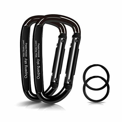 Picture of Carabiner Clip855lbs3" Iron Heavy Duty Caribeaners for Hammocks,Camping Accessories,Hiking, Keychain,Outdoors and Gym etc,Spring Snap Hook Carabiners for Dog Leash, Harness and Key Ring, 2 PCS,Black