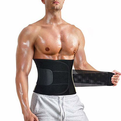 Picture of Men Waist Trainer Trimmer for Weight Loss Tummy Control Compression Shapewear Body Shaper Sweat Belt Black