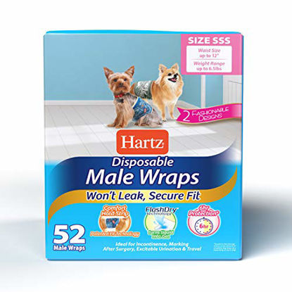 Picture of Hartz Disposable Male Dog Wraps with FlashDry Gel Technology, SSS 52 Count