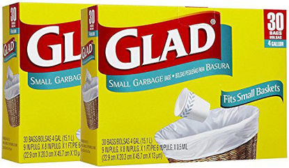Picture of Glad Garbage Small, White, 30 ct, 4 gallons, 2pk
