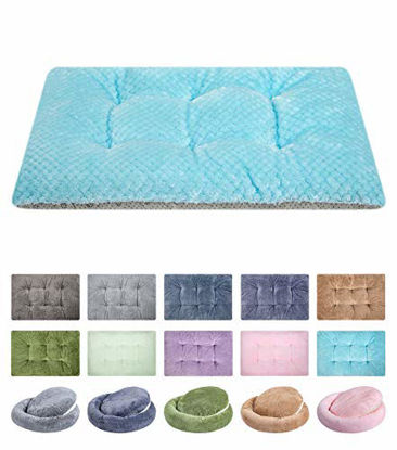 Picture of Fuzzy Deluxe Pet Beds, Super Plush Dog or Cat Beds Ideal for Dog Crates, Machine Wash & Dryer Friendly (15" x 23", S-Ice Blue)