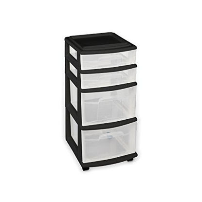 Picture of Homz 4 Storage Cart, Set of 1, Black Frame/Clear Drawers