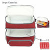 Picture of FlowFly Double Layer Cooler Insulated Lunch Bag Adult Lunch Box Large Tote Bag for Men, Women, With Adjustable Strap,Front Pocket and Dual Large Mesh Side Pockets,Red