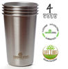 Picture of #1 Premium Stainless Steel Cups 16oz Pint Cup Tumbler (4 Pack) By Greens Steel - Premium Metal Cups - Stackable Durable Cup