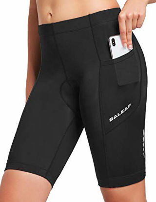 Picture of BALEAF Women's Cycling 3D Padded Bike Shorts Side Pocket UPF 50+ Black Size M