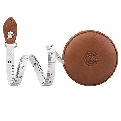 Picture of Sewing Tape Measure, Medical Body Cloth Tailor Craft Dieting Measuring Tape, 60 Inch/1.5M Dual Sided Retractable Ruler with Push Button Round(1 Pack, Brown)