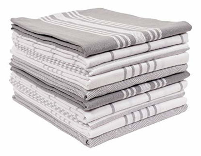 Picture of KAF Home Soho Kitchen Dish Towel Set of 10 | 18 x 28 Inch Tea Towels | Soft and Absorbent Mixed Set of Flat Towels (Gray)