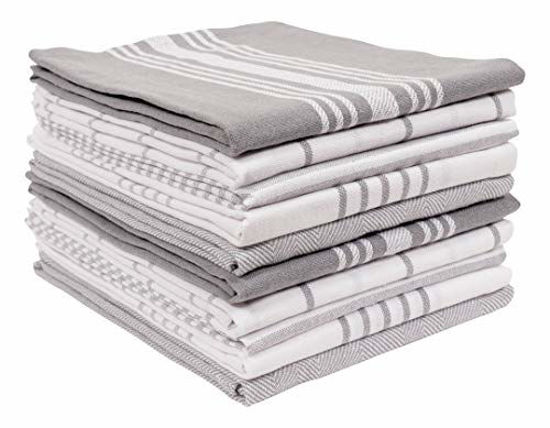 Picture of KAF Home Soho Kitchen Dish Towel Set of 10 | 18 x 28 Inch Tea Towels | Soft and Absorbent Mixed Set of Flat Towels (Gray)
