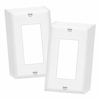 Picture of ENERLITES Decorator Light Switch or Receptacle Outlet Wall Plate, Size 1-Gang 4.50 Inches x 2.76 Inches, Unbreakable Polycarbonate Thermoplastic, 8831-W-10PCS, White (10 Pack), UL Listed