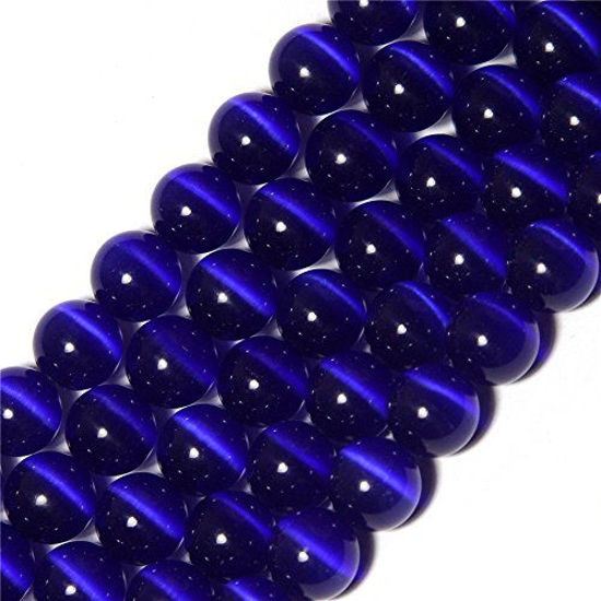 Picture of 8mm Round Dark Blue Cat Eye Beads Strand 15 Inch Jewelry Making Beads