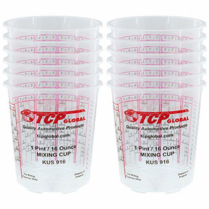 Picture of Custom Shop Pack of 12 Each - 16 Ounce Paint Mixing Cups = 1 Pint Cups Have calibrated Mixing ratios on Side of Cup Pack of 12 Paint and Epoxy Mixing Cups