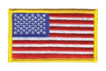 Picture of American Flag Patch, U.S. Flag Patch Embroidered Patch white border USA Patch United States of America, sew on, Gold Border