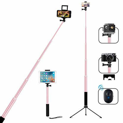 Picture of Selfie Stick Tripod 59Inch Valentines Day Gifts Extendable Phone Tripod for iPhone 12/12 PRO/11/11 PRO/X/XS max/XR/8/7/6/Plus,iPad,Samsung S9 S7/S8, LG, Google Pixel ( Rose Gold )