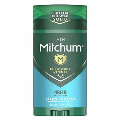 Picture of Mitchum Antiperspirant Deodorant Stick for Men, Triple Odor Defense Invisible Solid, 48 Hr Protection, Dermatologist Tested, Clean Control, 2.7 oz