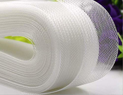 Picture of Teemico 50 Yards Stiff Polyester Horsehair Braid for Polyester Boning Sewing Wedding Dress Dance Formal Dress Accessories (White, 2 inch)