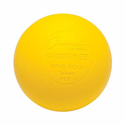 Picture of Champion Sports Colored Lacrosse Balls: Yellow Official Size Sporting Goods Equipment for Professional, College & Grade School Games, Practices & Recreation - NCAA, NFHS and SEI Certified - 1 Pack
