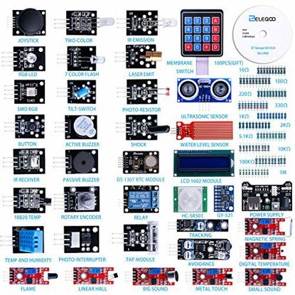 Picture of ELEGOO Upgraded 37 in 1 Sensor Modules Kit with Tutorial Compatible with Arduino IDE UNO R3 MEGA2560 Nano