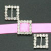Picture of 35pcs Square Rhinestone Buckle Invitation Ribbon Slider for Ribbons Wedding Supply Gift Wrap Hairbow Center (1515mm)