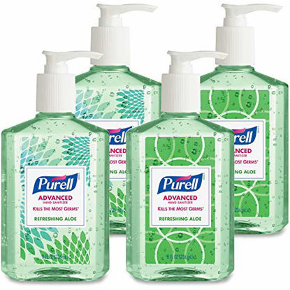 Picture of PURELL Advanced Hand Sanitizer Soothing Gel, Fresh scent, with Aloe and Vitamin E , 8 fl oz Pump Bottle (Pack of 4) - 9674-06-ECDECO