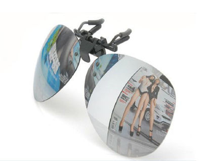 Picture of Costyle Silver Mirror Polarized Clip-on Flip up Plastic Sunglasses for Myopia Glasses Outdoor Driving Fishing