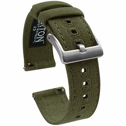 Picture of 22mm Army Green - BARTON Canvas Quick Release Watch Band Straps - Choose Color & Width - 18mm, 19mm, 20mm, 21mm, 22mm, 23mm, or 24mm