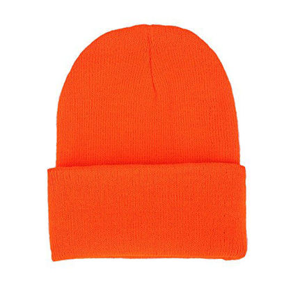 Picture of CANCA Unisex Cuff Warm Winter Hat Knit Plain Skull Beanie Toboggan Knit Hat/Cap (Orange)
