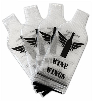 Picture of Upgraded 4 Pack Wine Wings Reusable Bottle Protector Sleeve Travel Bag Luggage Leak Safe