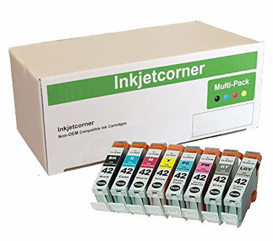 Picture of Inkjetcorner Compatible Ink Cartridges Replacement for CLI-42 CLI 42 for use with Pro-100 Pro 100 (1 Black, 1 Cyan, 1 Magenta, 1 Yellow, 1 Photo Cyan, 1 Photo Magenta, 1 Gray, 1 Light Gray, 8-Pack)
