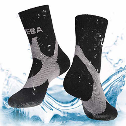 Picture of Layeba 100% Waterproof Breathable Socks [SGS Certified] Unisex Outdoor Sports Hiking Trekking Skiing Socks 1 Pair & 2 Pairs (Black, Large)