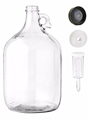 Picture of Home Brew Ohio - HOZQ8-579 One gal Glass Jug With Econolock, Polyseal Lid, 38 mm Screw Cap With Hole