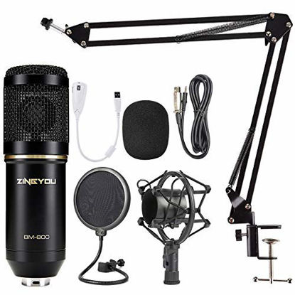 Picture of ZINGYOU Condenser Microphone Bundle, BM-800 Mic Set for Studio Recording & Brocasting (Microphone Kit (Black))